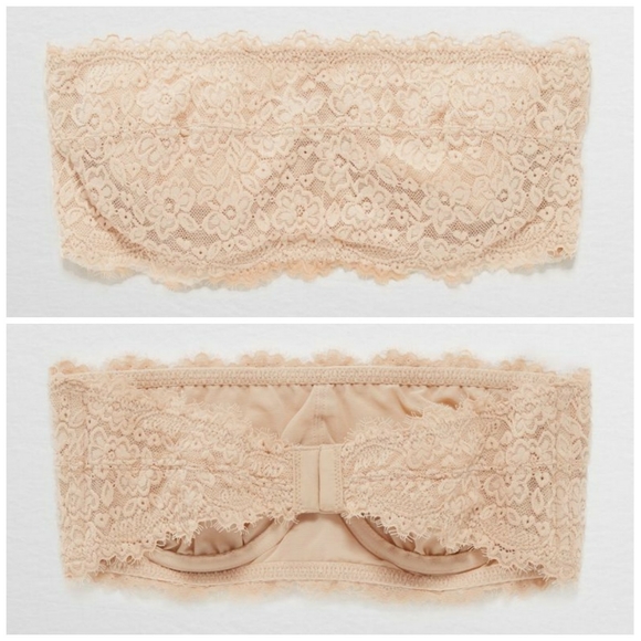 NWT aerie Eyelash Lace Bandeau Bra in Natural Nude - Picture 8 of 8
